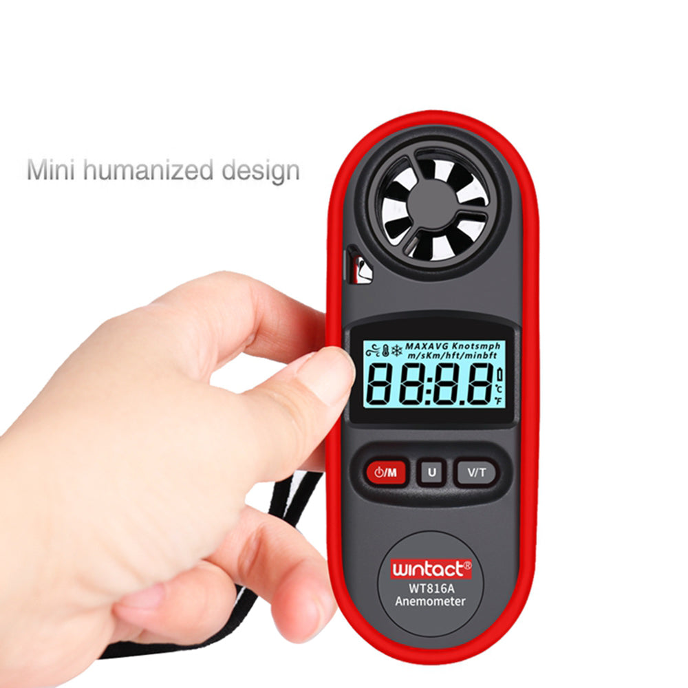 Uniqkart WT816A 30m/s Digital Anemometer Tester Portable Handheld Wind Speed Temperature Measure Tool Air Velocity Meter