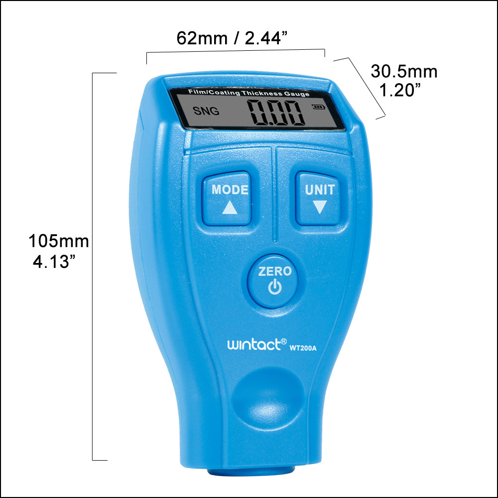 Uniqkart WT200A Mini Portable Digital Coating Thickness Gauge Tester 0-1.8mm Paint Film Thickness Meter