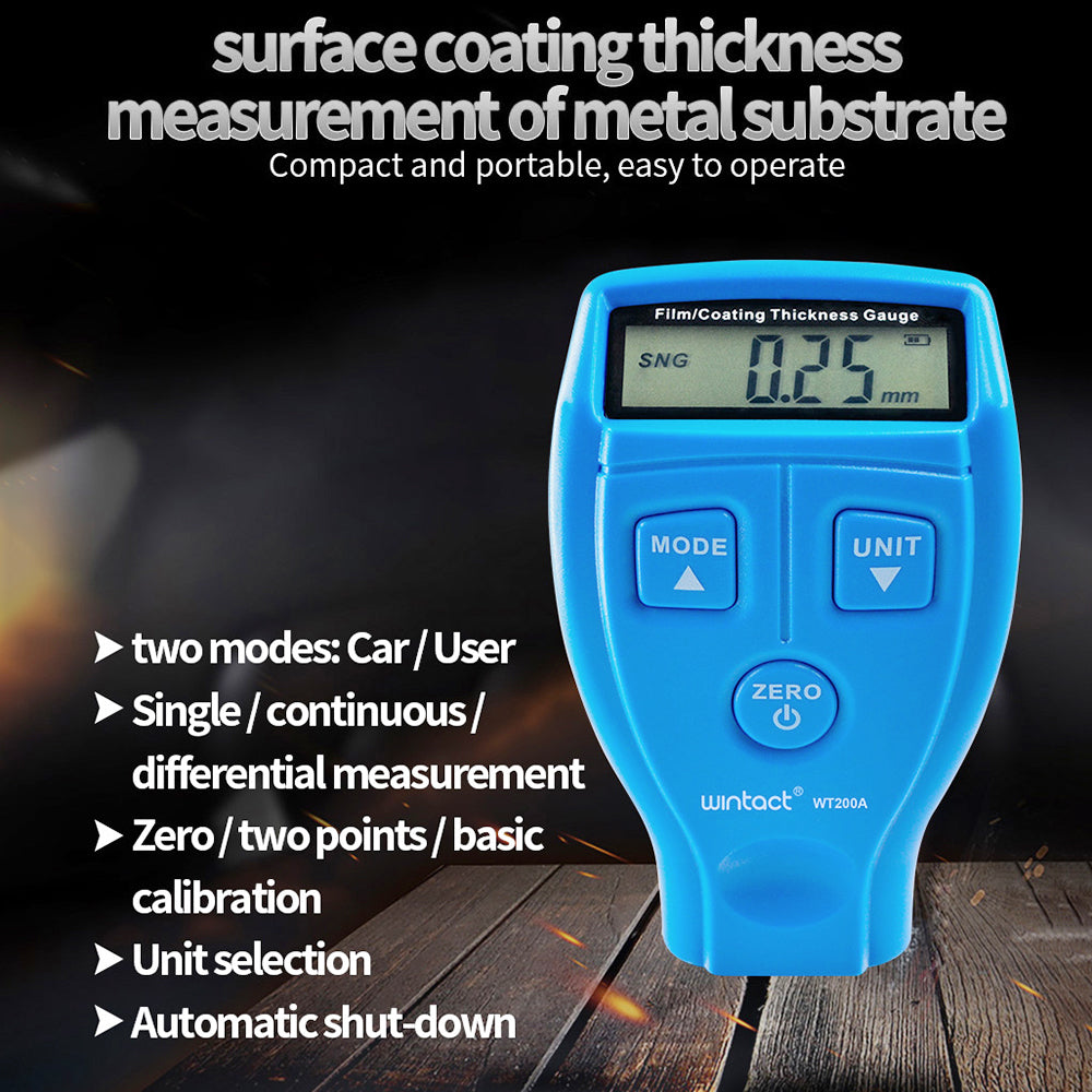 Uniqkart WT200A Mini Portable Digital Coating Thickness Gauge Tester 0-1.8mm Paint Film Thickness Meter