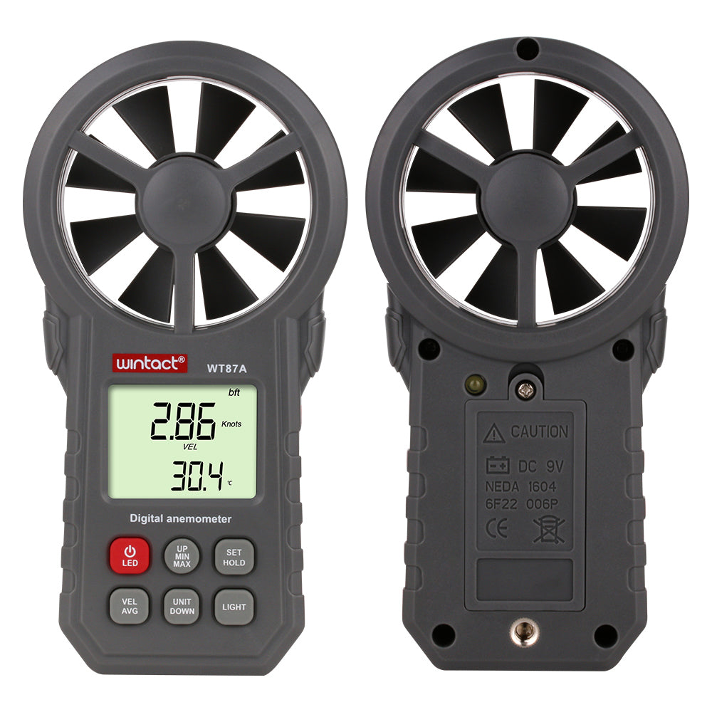 Uniqkart WT87A Portable Digital Anemometer Tester Handheld Wind Speed Air Volume Temperature Meter