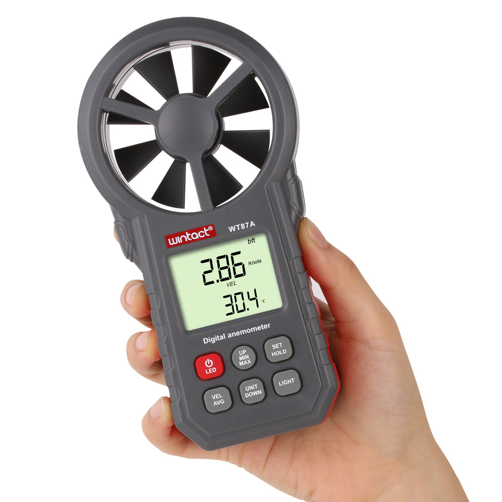 Uniqkart WT87A Portable Digital Anemometer Tester Handheld Wind Speed Air Volume Temperature Meter
