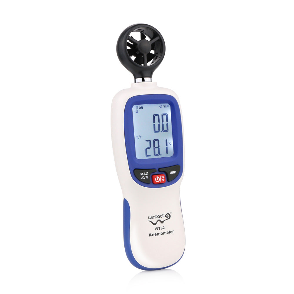 Uniqkart WT82 Digital Wind Speed Gauge Anemometer LCD Wind Temperature Display Air Flow Instrument