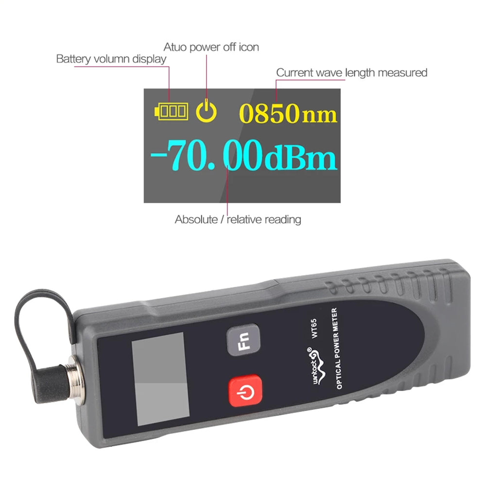RZ WT65 Handheld Digital Fiber Optic Power Meter Network Cable Tester