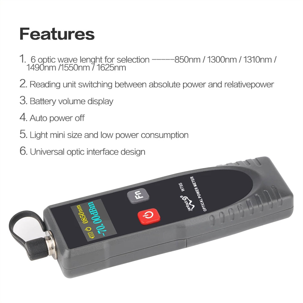 RZ WT65 Handheld Digital Fiber Optic Power Meter Network Cable Tester