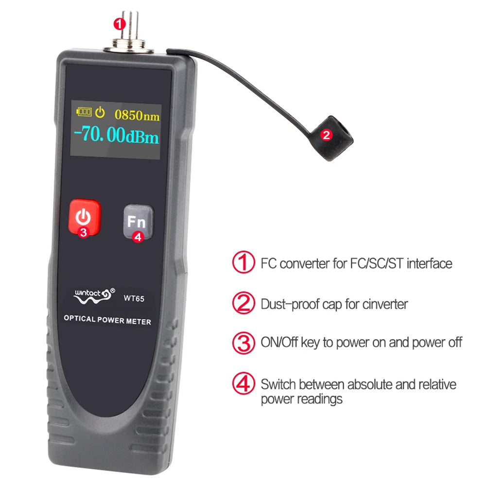 RZ WT65 Handheld Digital Fiber Optic Power Meter Network Cable Tester