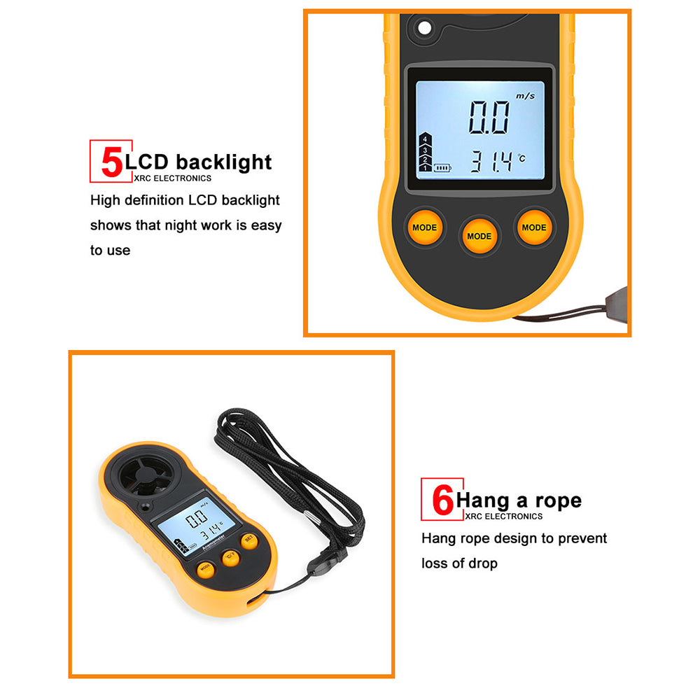 RZ RZ818 Portable Anemometer Sensor Handheld Digital Wind Speed Meter
