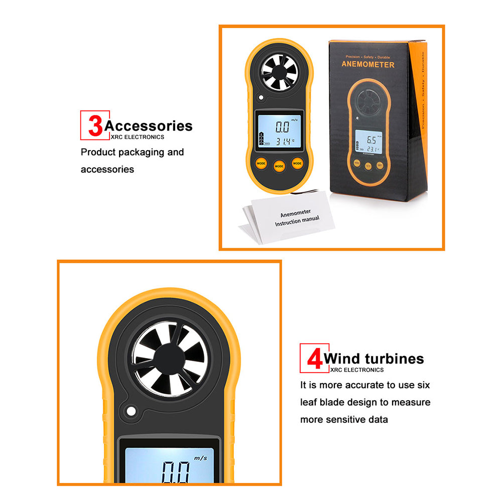 RZ RZ818 Portable Anemometer Sensor Handheld Digital Wind Speed Meter