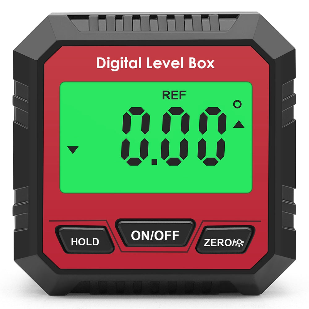 QINGXIEY Electronic Digital Level Magnetic Angle Gauge Finder with LCD Display Angle Measuring Tool for Carpentry, Building, Automobile (No Bubble) - Red