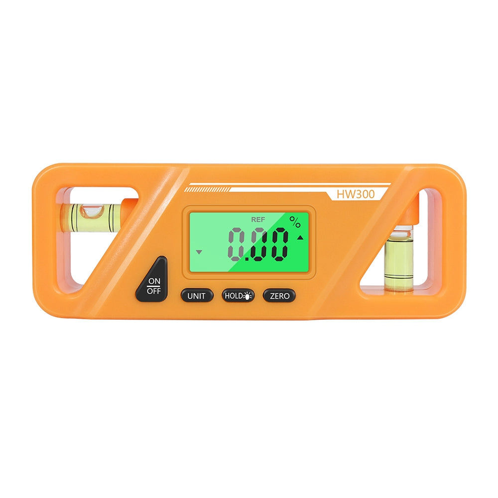 HW300 Mini Digital Protractor Electronic Angle Finder Magnetic Angle Gauge 2 Measurement Modes Inclinometers Torpedo Level Box with Double Bubble/LCD Display - Orange