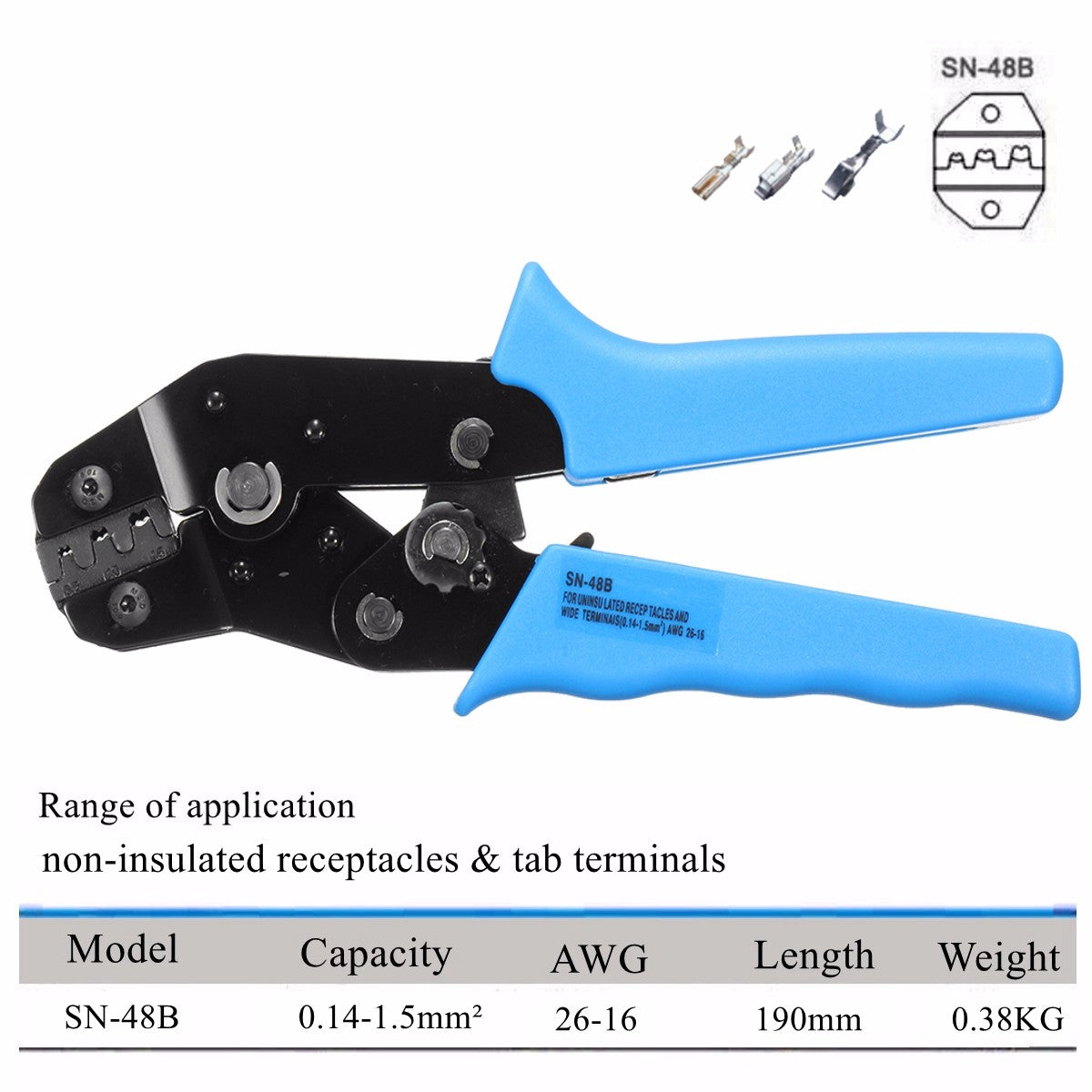 F08642 SN-48B Self-Adjusting Terminal Wire Cable Crimping Pliers Electrician Tool