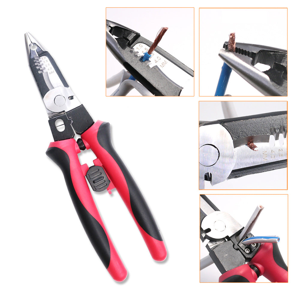 6 in 1 Multifunction Wire Stripper 9 Inch Electrician Long Nose Pliers Crimper Cutter