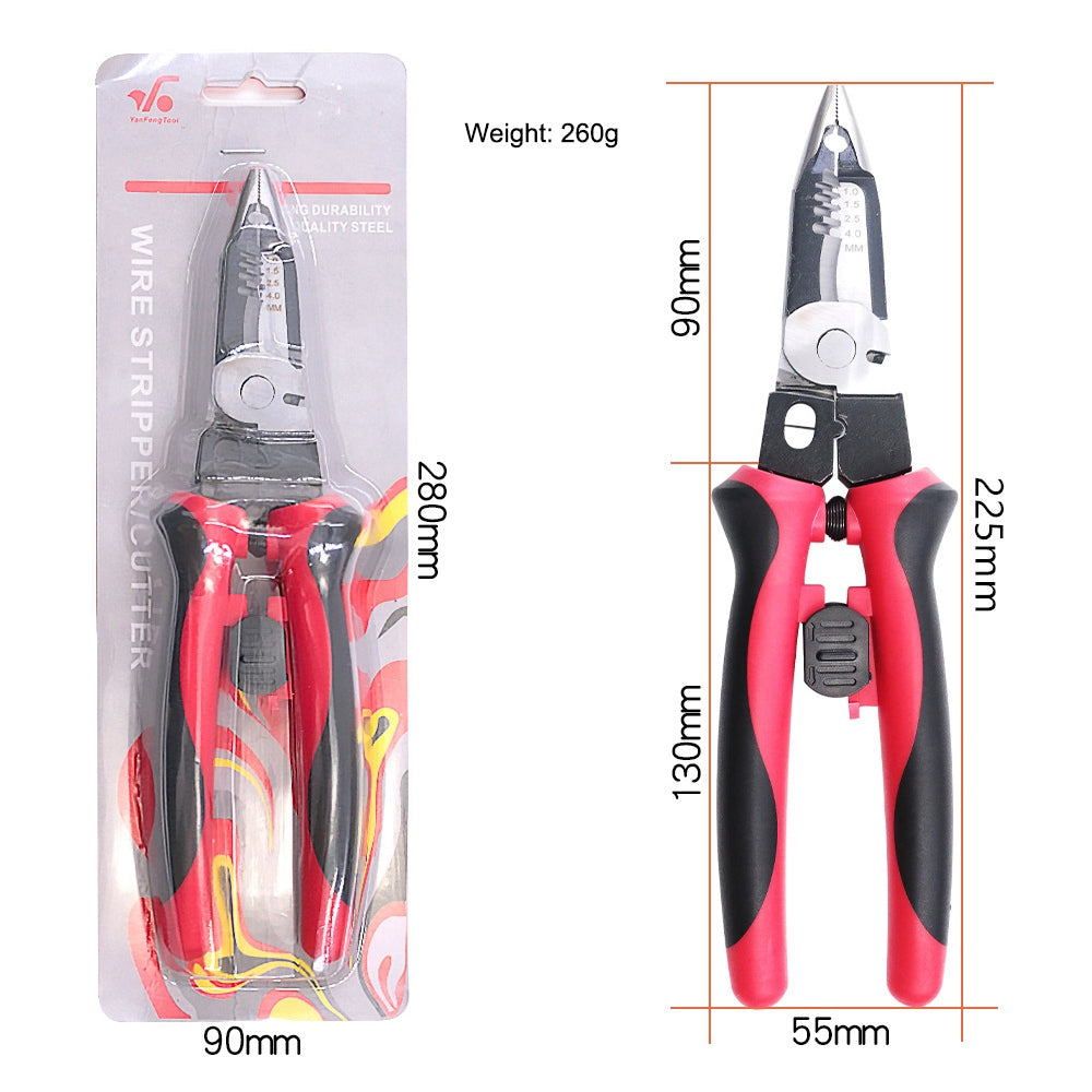 6 in 1 Multifunction Wire Stripper 9 Inch Electrician Long Nose Pliers Crimper Cutter