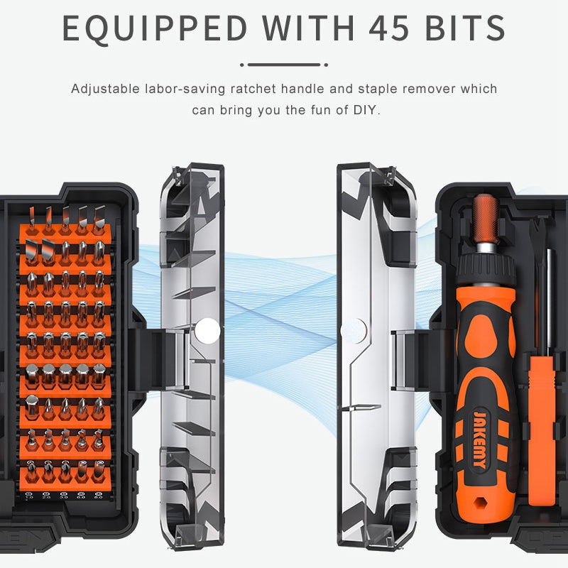 Jakemy JM-6124 Portable Screwdriver Combo Set with 45 Bits Household Multifunction Repair Tool Kit