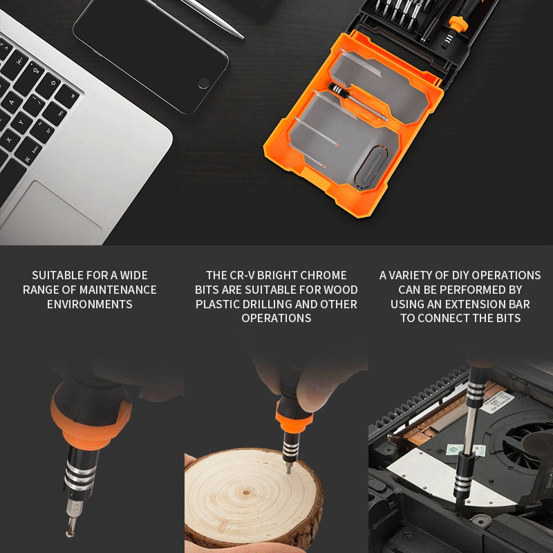 Jakemy JM-8159 Portable 34-in-1 Precision Screwdriver Set Household Repair Tool Bits for Cellphones, Laptops