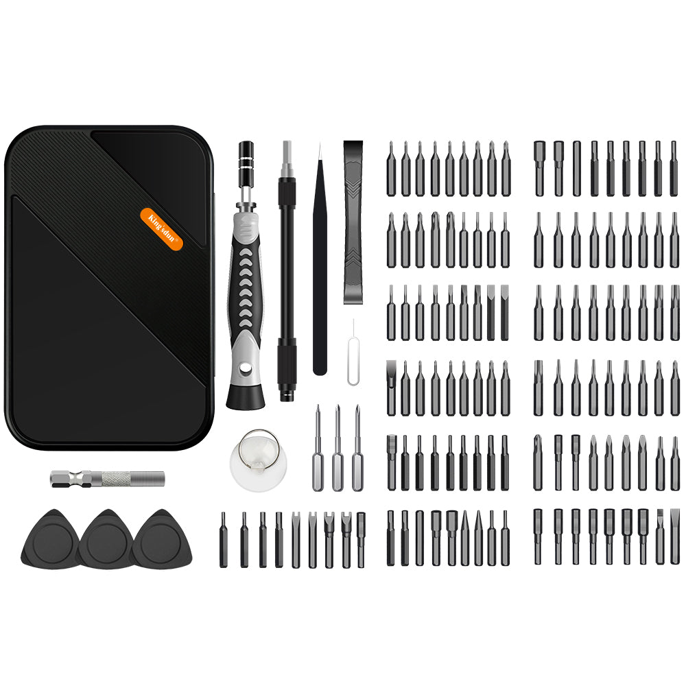 KS-840130 130Pcs Precision Screwdriver Set with 120 Bits Portable Handheld Screwdriver with Storage Box - Black