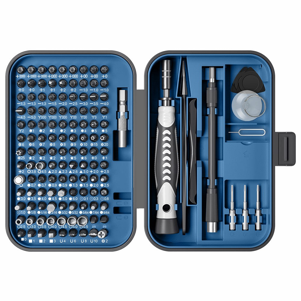 KS-840130 130Pcs Precision Screwdriver Set with 120 Bits Portable Handheld Screwdriver with Storage Box - Blue
