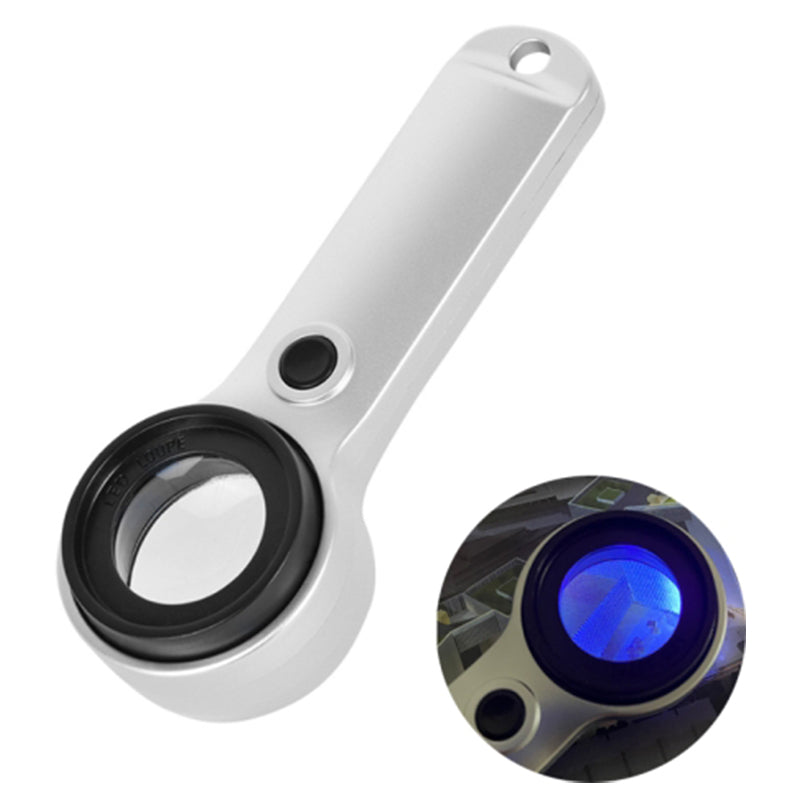 30X Hand-held ABS+Glass Lens Magnifier Rechargeable Jewelry Identification Magnifying Glass