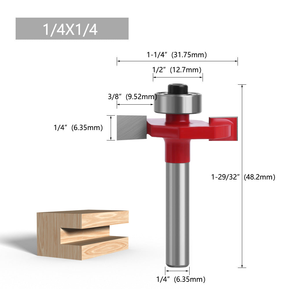 C0714405R Alloy Router Bit T-Shape Grooving Cutter 1 / 4inch; Shank 1 / 4inch; Milling Cutter for Wood MDF Woodworking Tool
