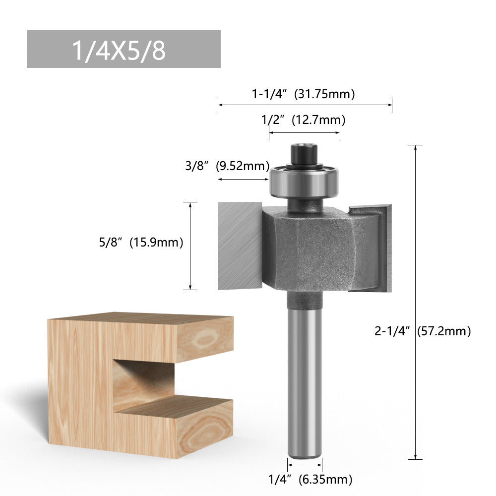 C0714416GY 1 / 4inch; Shank 5 / 8inch; T-Shape Router Bit for Wood MDF, Alloy Milling Cutter Woodworking Tool