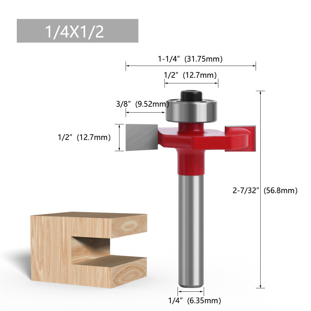 C0714403R 1 / 4inch; Shank 1 / 2inch; T-Shape Router Bit Alloy Grooving Cutter Milling Cutter Woodworking Tool for Wood MDF