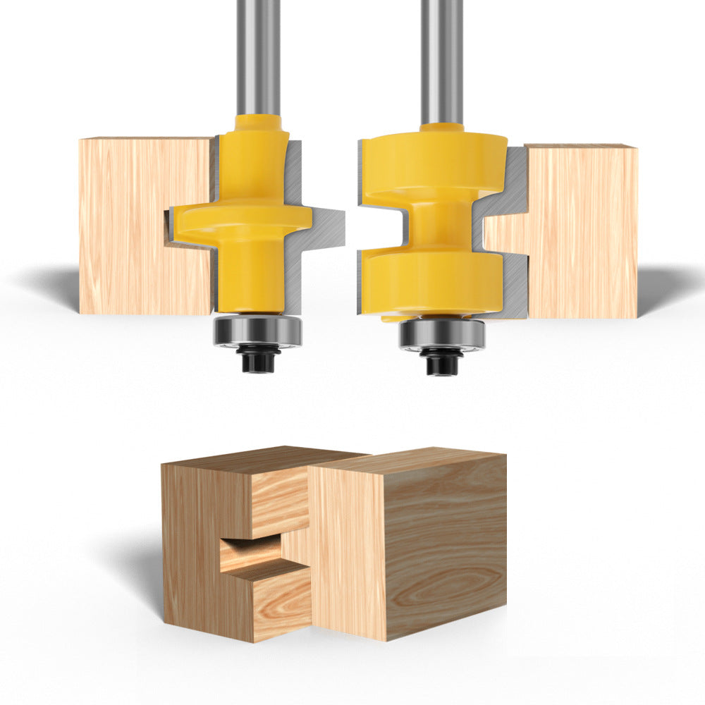 C08150B3206Y 2Pcs Router Bit Set 1 / 4inch;+1 / 4inch; 8mm Shank Woodworking Wood Cutter Groove Tongue Milling Tool