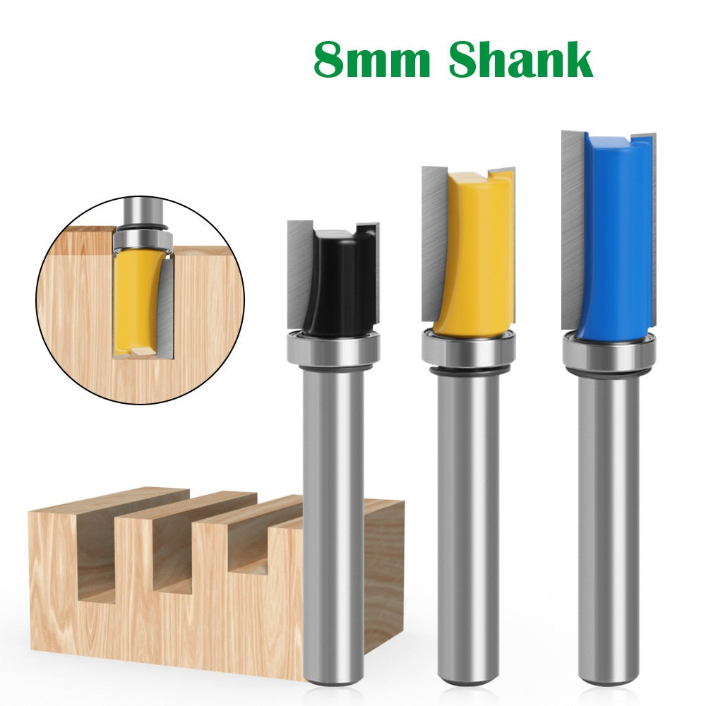 MC02210T3 3PCS 8mm Shank Woodworking Slotting Cutter Wood Trimmer Knife Cutting Tool Set