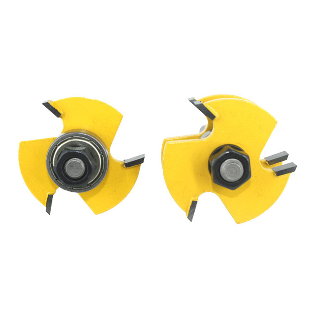 3Pcs 1 / 4inch Shank Router Bit Set 3-Teeth 1 / 4inchx47+45-Degree + 1 / 4inchx1-3 / 8 Woodworking Wood Cutter Groove Tenon Milling Tool