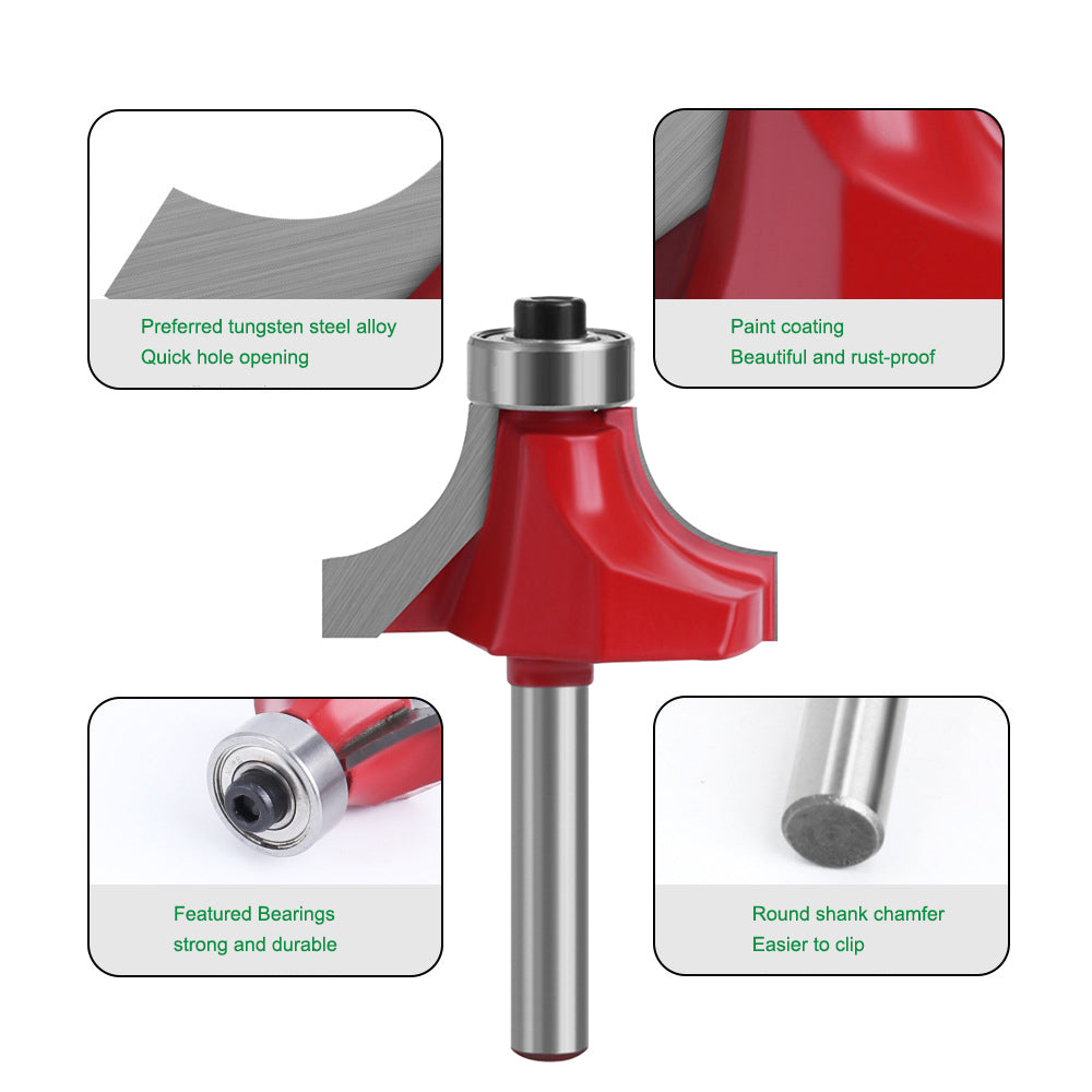 MC01035S35 1 / 4 Inch Shank 1-3 / 8" Width Round Over Bit Milling Cutter Router Bit Woodworking Cutter Tool