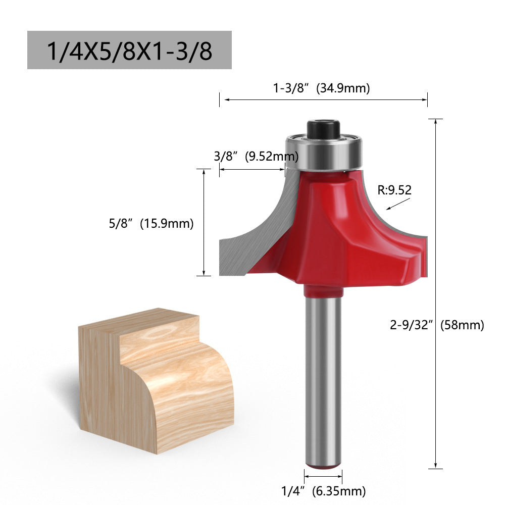 MC01035S35 1 / 4 Inch Shank 1-3 / 8" Width Round Over Bit Milling Cutter Router Bit Woodworking Cutter Tool