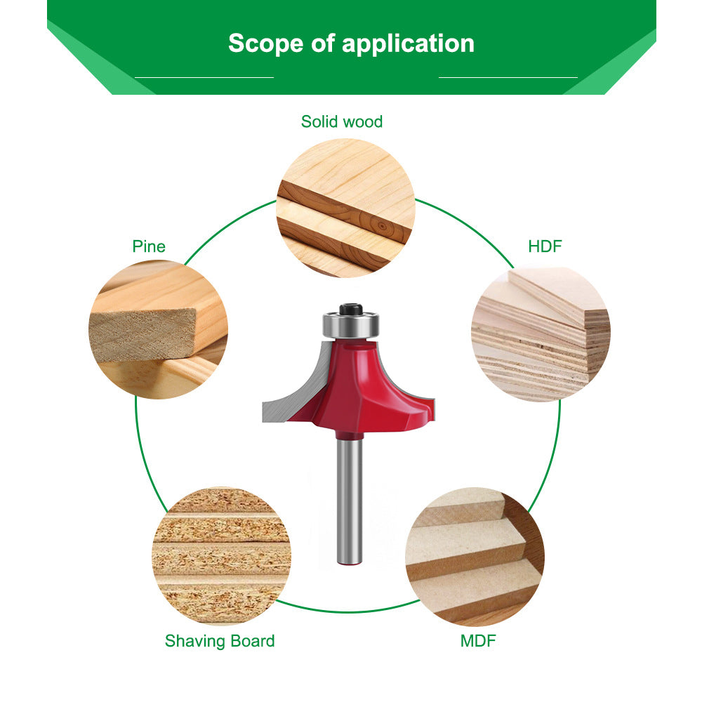 MC01035S38 Woodworking Cutter Tool, 1-1 / 2" Width Round Over Bit with 1 / 4 Inch Shank Milling Cutter Router Bit