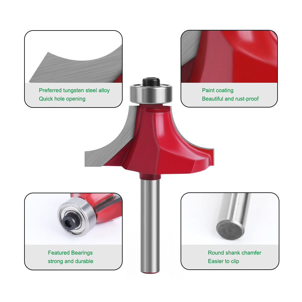 MC01035S38 Woodworking Cutter Tool, 1-1 / 2" Width Round Over Bit with 1 / 4 Inch Shank Milling Cutter Router Bit