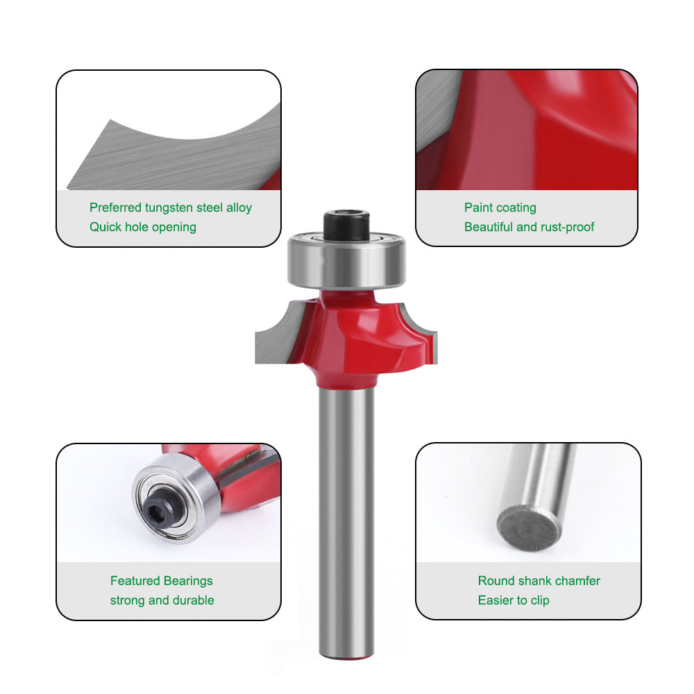 MC01035T9A 1 / 4 x 3 / 4 Inch Wood Trimming Milling Cutter Necking Tool Round Over Bit with Plastic Box