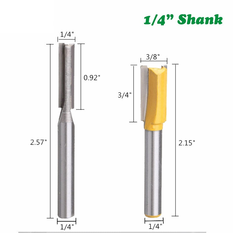 MC01033 5PCS 1 / 4 Inch Shank Straight Router Bit Cutting Tool Wood Trimming Milling Cutter with Plastic Box