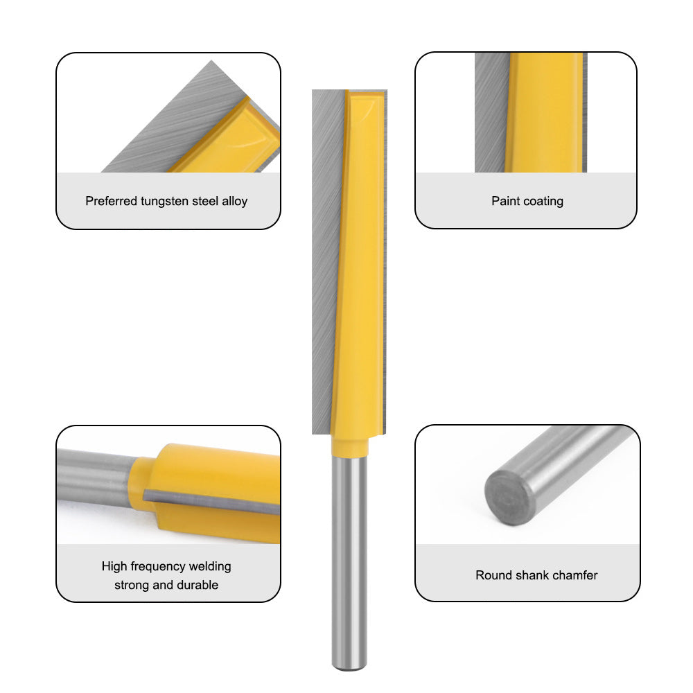 4PCS 8mm Shank Wood Trimmers Router Hard Metal Cutter Woodworking Long Plunge Knife with Plastic Box