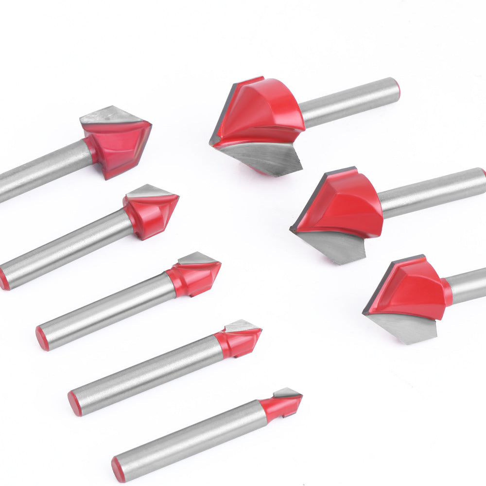 MC01120T8A 8Pcs V Engraving Bit CNC End 1 / 4 Shank Mill Milling Cutter 90 Degrees Wood Cutter for Woodworking