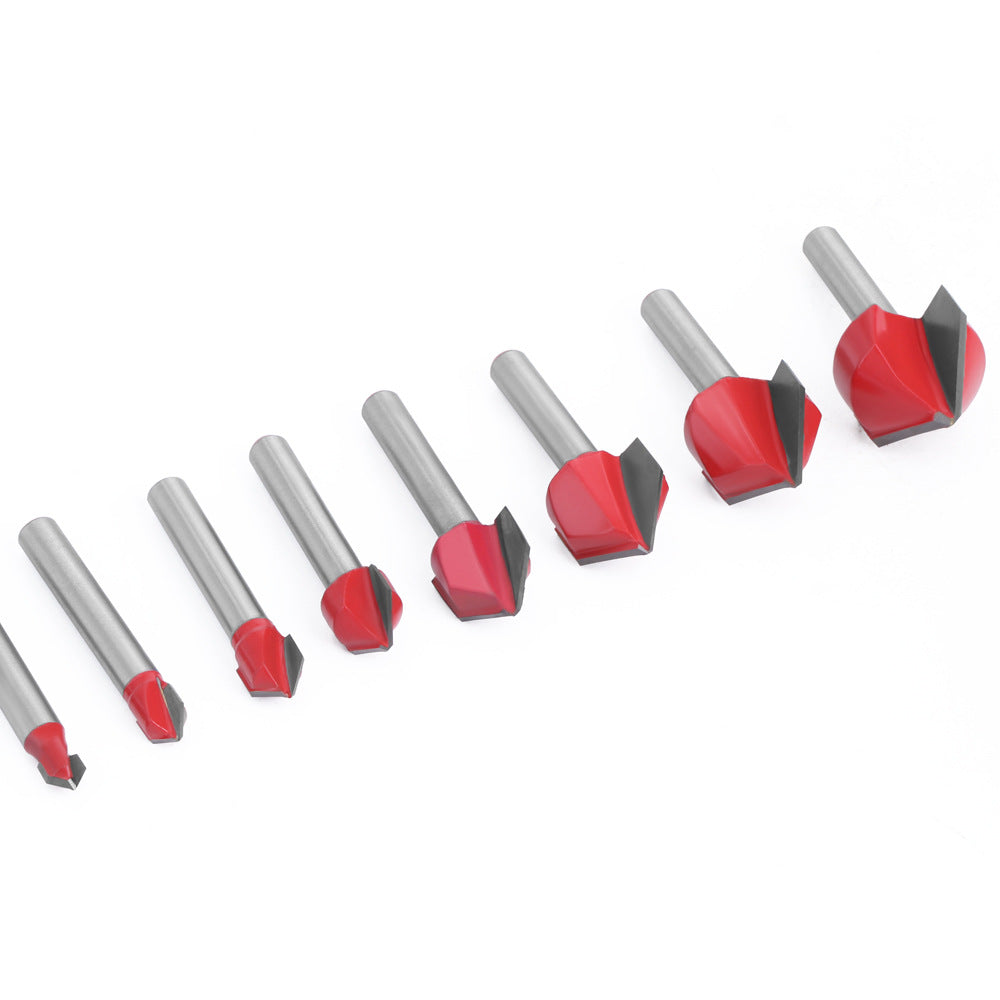 MC01120T8A 8Pcs V Engraving Bit CNC End 1 / 4 Shank Mill Milling Cutter 90 Degrees Wood Cutter for Woodworking