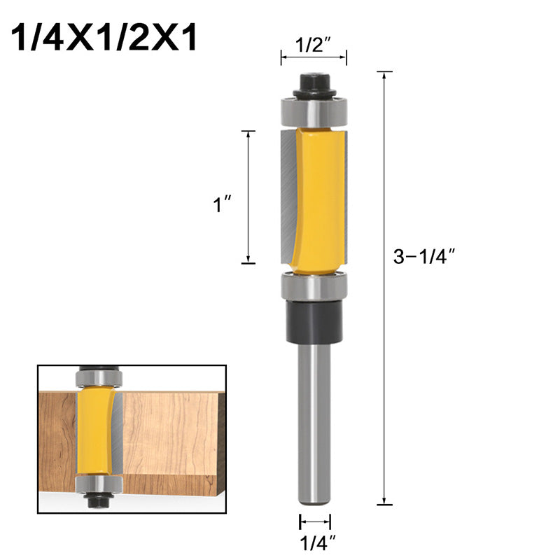 Shank Trimming Cutter Dual Bearing Milling Tool for Wood, Particleboard, MDF