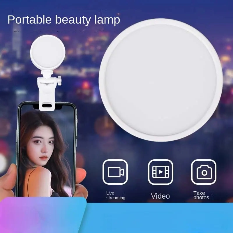 K-36 Clip-On Ring Light Rechargeable LED Selfie Fill Light for Cell Phone, Laptop, Tablet, Camera