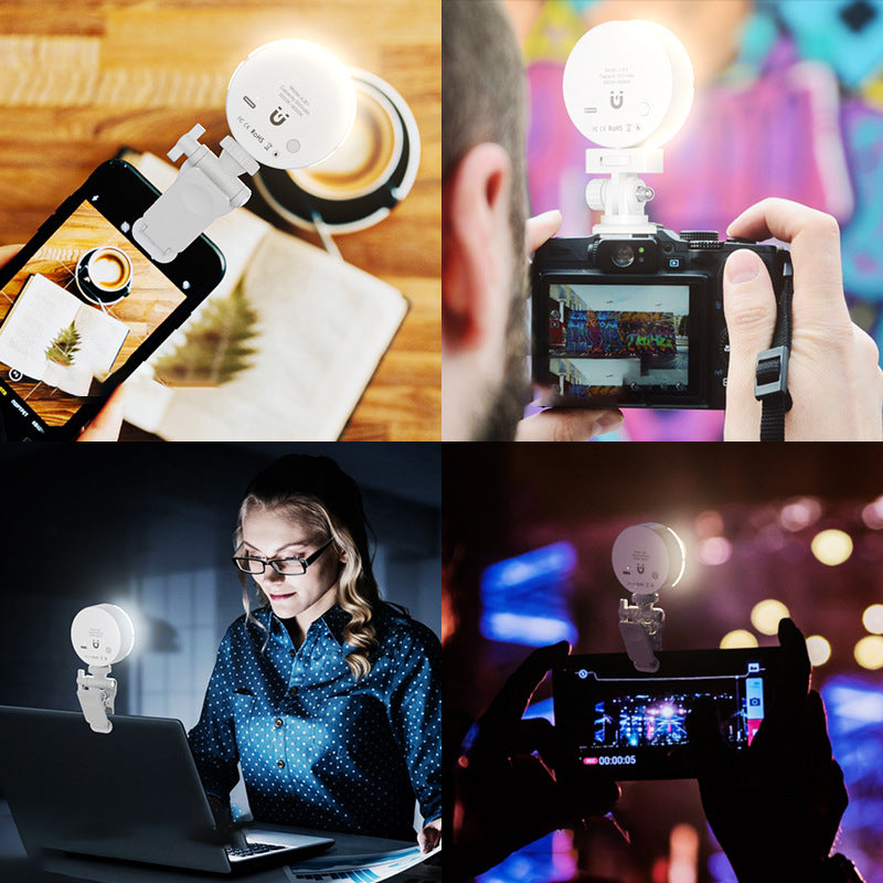 K-36 Clip-On Ring Light Rechargeable LED Selfie Fill Light for Cell Phone, Laptop, Tablet, Camera