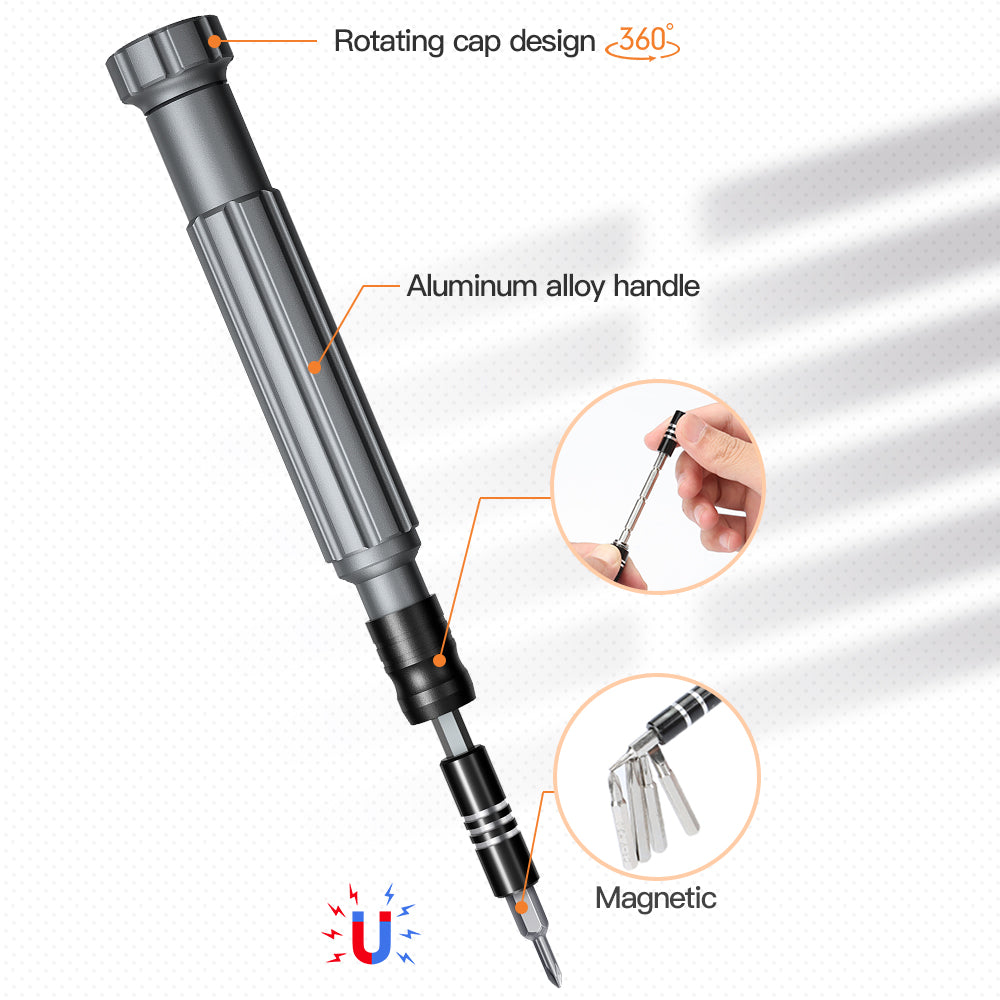 KING'SDUN KS-840130 130-in-1 Precision Screwdriver Set with Bits Portable Aluminum Alloy Manual Screwdriver - Black