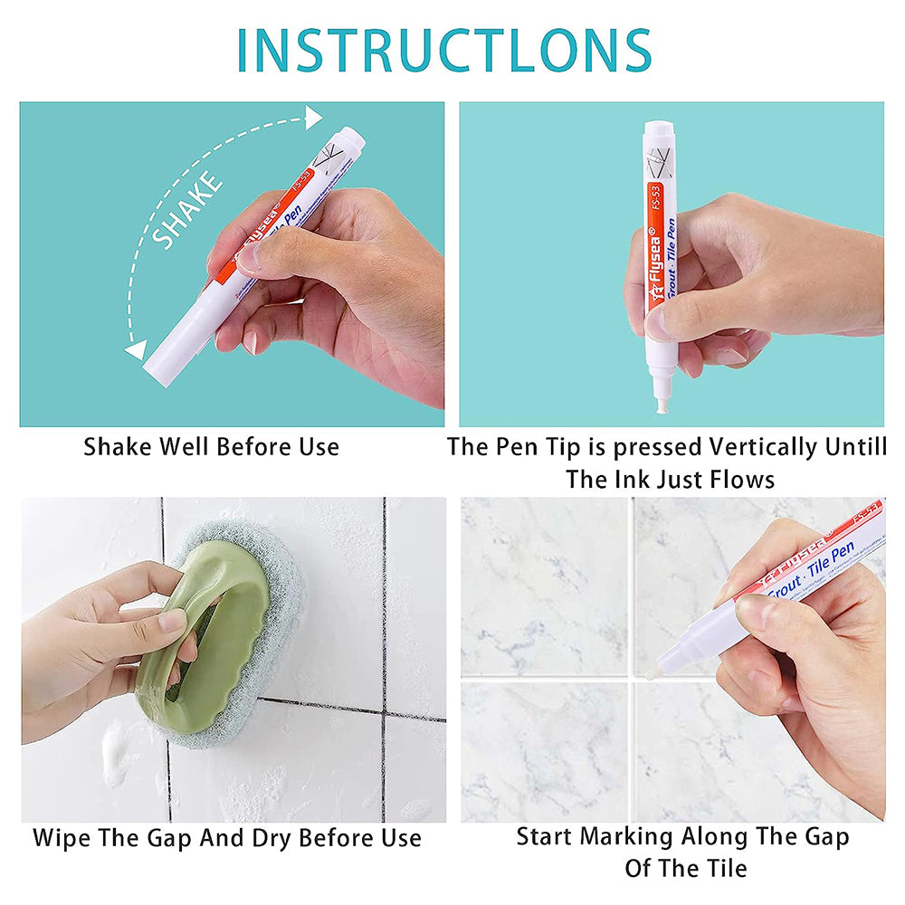 Flysea FS-53 Bathroom Kitchen Tile Grout Filler Pen Wall Floor Tile Repair Marker Pen - White