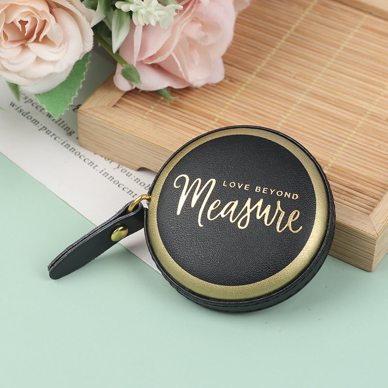 PU Leather Tape Measure Tool Clothing Measurement Retractable Mini Soft Ruler - Black