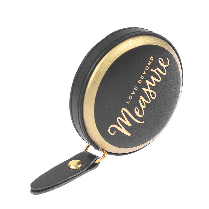PU Leather Tape Measure Tool Clothing Measurement Retractable Mini Soft Ruler - Black