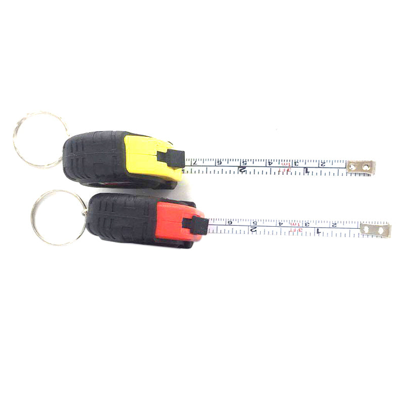 LI JUN 1m Measure Tape with Keychain Retractable Measuring Tool Pocket Woodworking Ruler - Yellow
