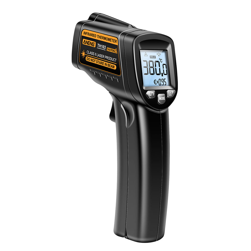 Aneng TH103 Digital Infrared Thermometer Temperature Gun -20 - 380 Degrees Celsius Handheld Non Contact Reverse Screen Industrial Tool - Orange