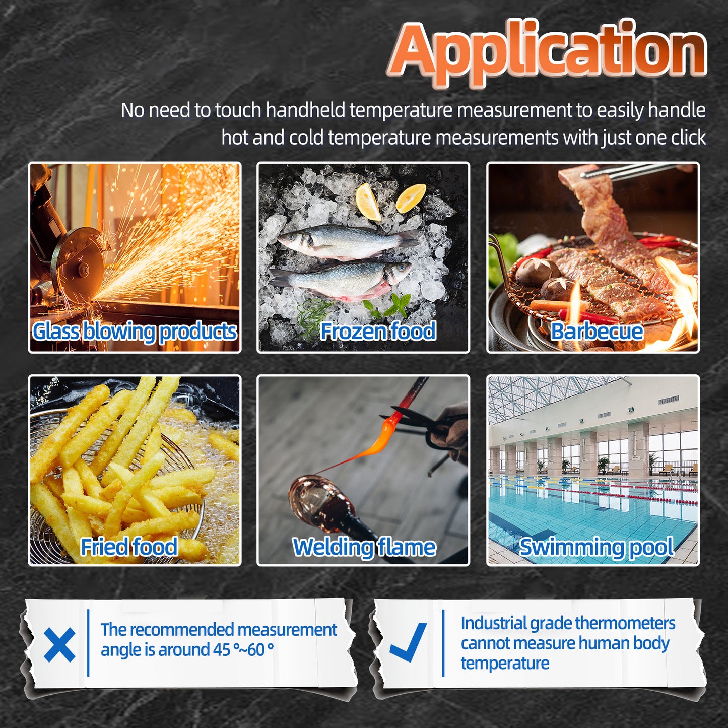 Aneng TH103 Digital Infrared Thermometer Temperature Gun -20 - 380 Degrees Celsius Handheld Non Contact Reverse Screen Industrial Tool - Orange