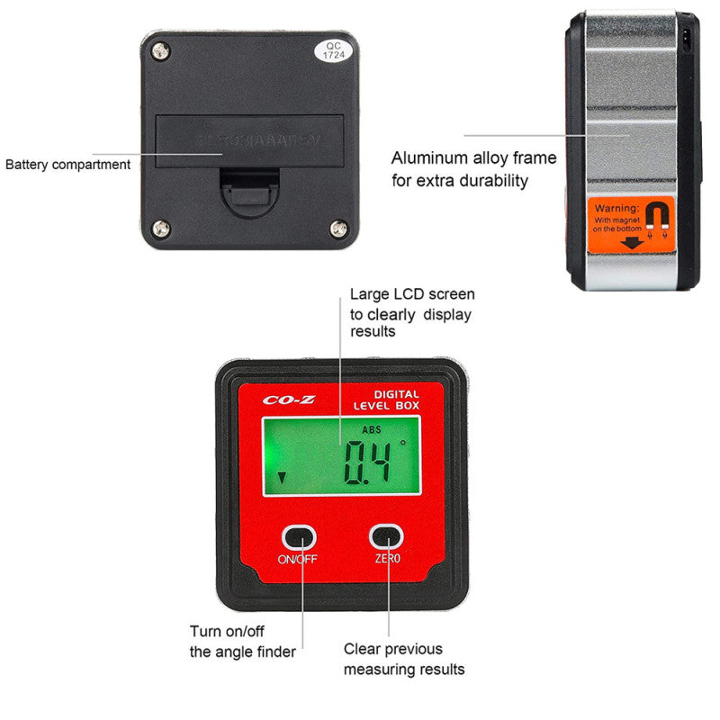 LCD Digital Inclinometer Electron Goniometers 4X90 Degree Magnetic Base Digital Protractor Angle Finder