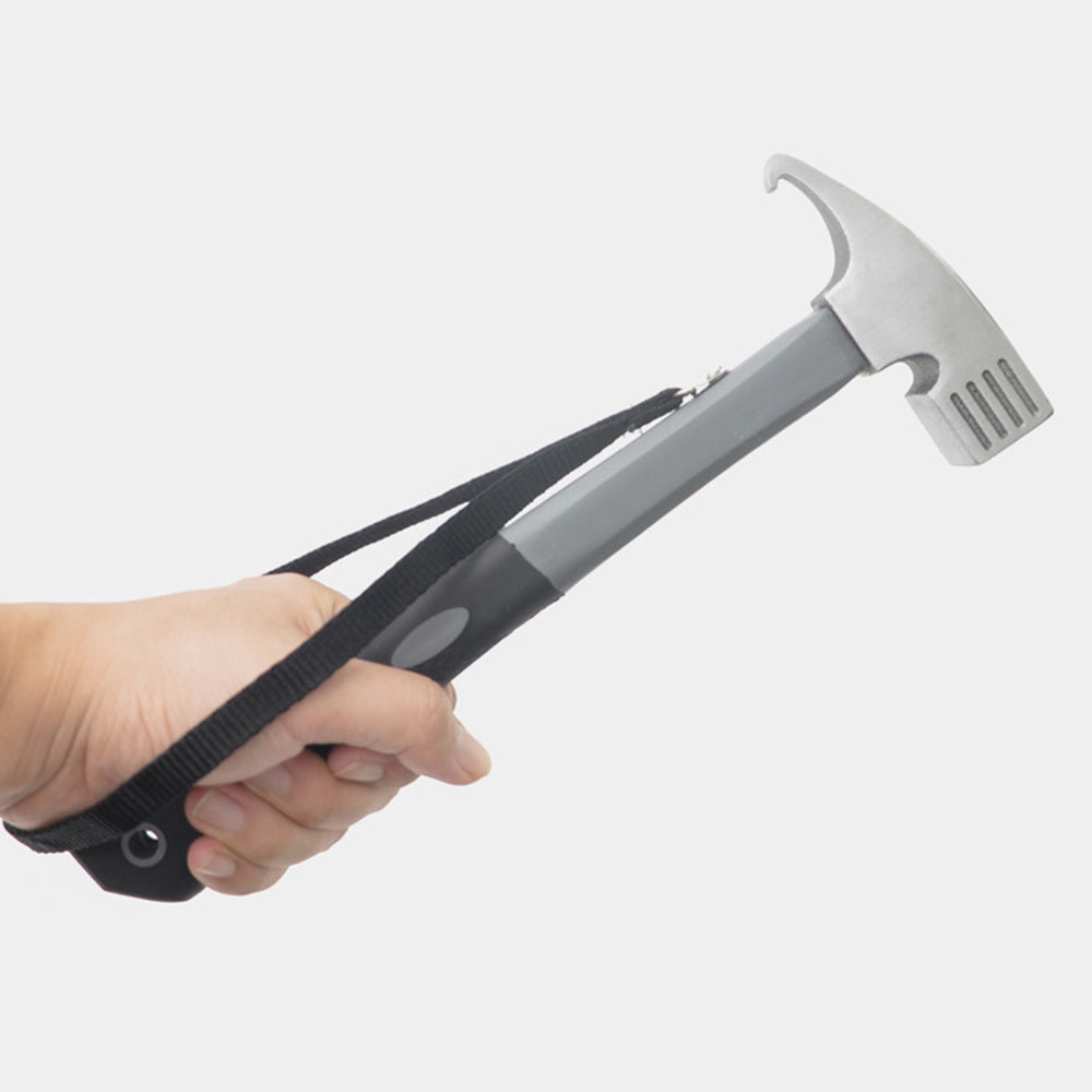 Camping Hammer Heavy Duty with Tent Stake Remover Steel Tent Hammer TPR Covered Handle Tent Mallet with Holding Strap - Blue