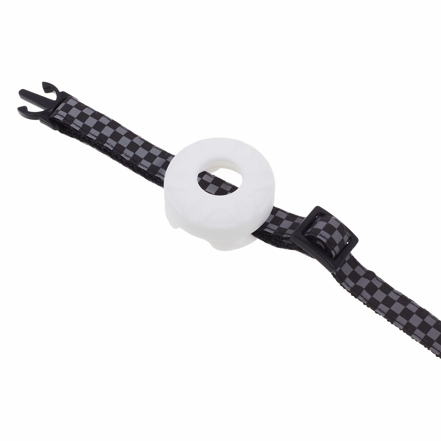 Pet Collar with Silicone Case for Apple AirTag , Reflective Gird Pattern Adjustable Dog Cat Neck Strap with Pendant - White