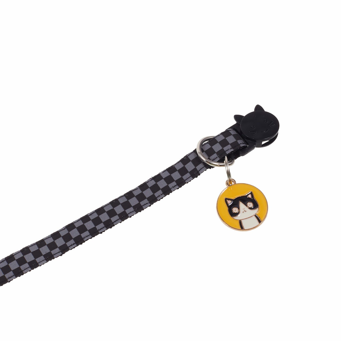 Pet Collar with Silicone Case for Apple AirTag , Reflective Gird Pattern Adjustable Dog Cat Neck Strap with Pendant - White